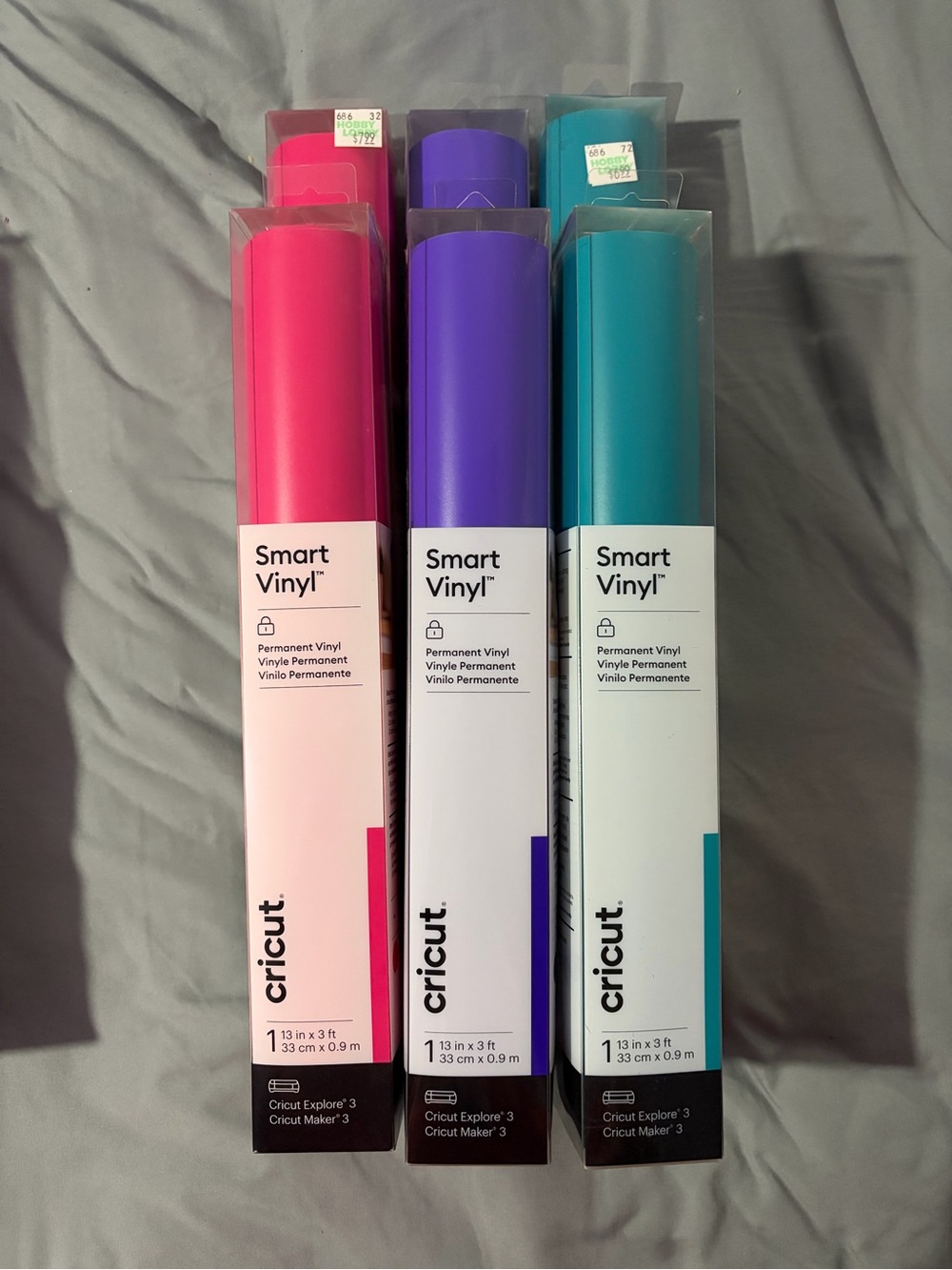 Cricut Smart Vinyl Permanent Roll - Hot Pink, Purple, Teal